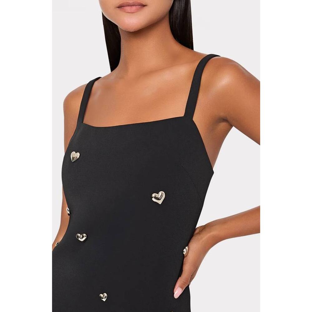 Milly Colette Heart Applique Mini Dress in Black 6 - Picture 2 of 4